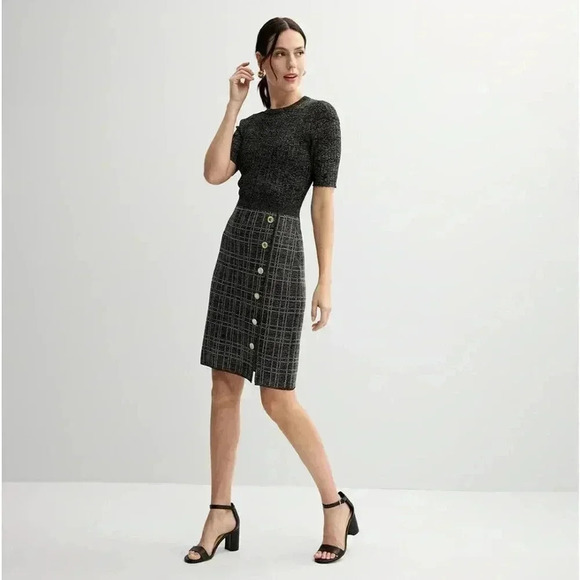 Women's London Times Elbow Sleeve Button Front Sheath Sweater Dress London Times - Picture 3 of 14